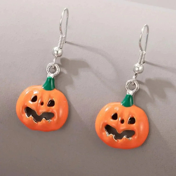 Colorful Dangling Pumpkin Earrings - Picture 1 of 2
